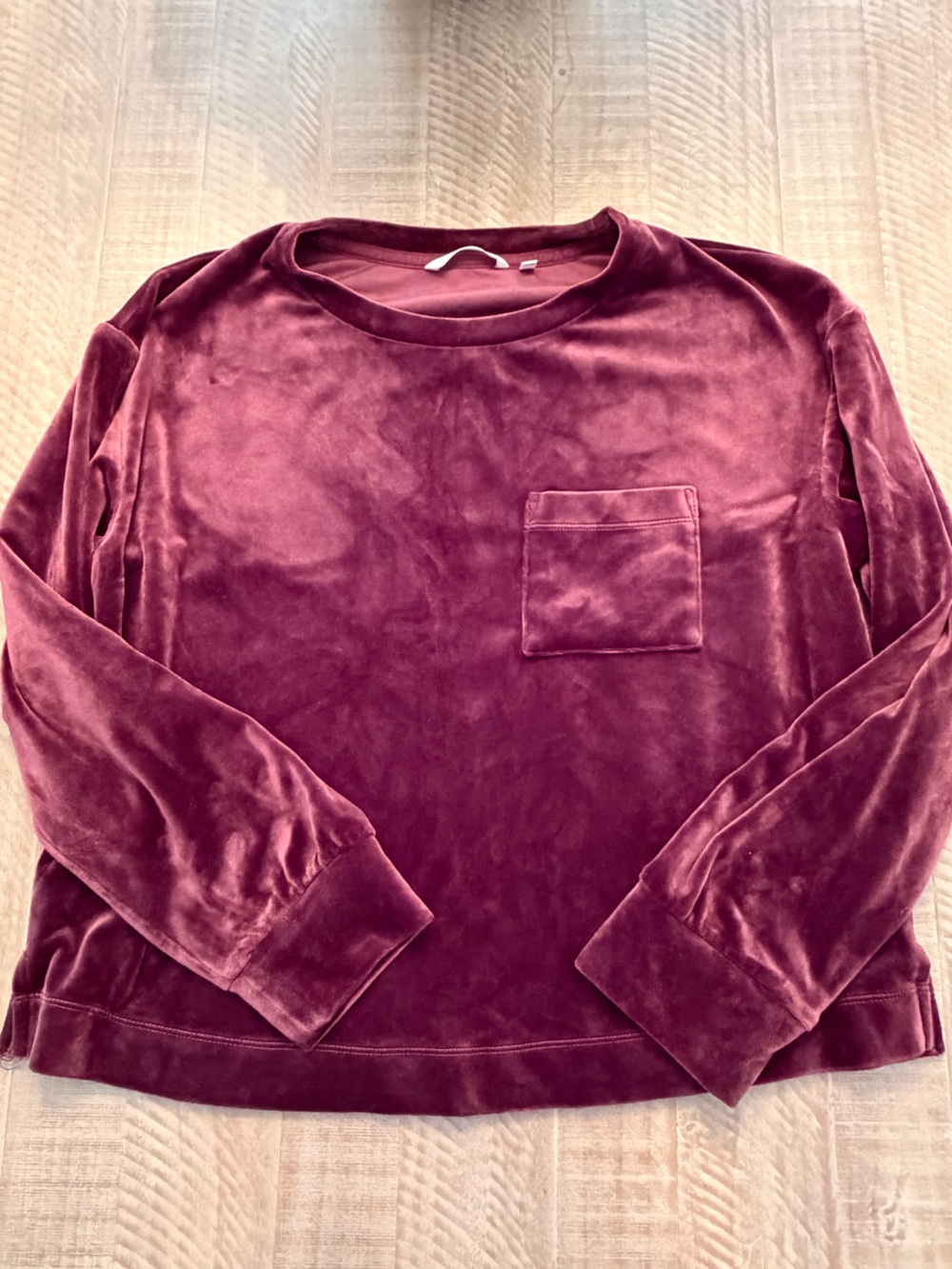 SOMA Velvet Pocket Crewneck Loungewear - Burgundy